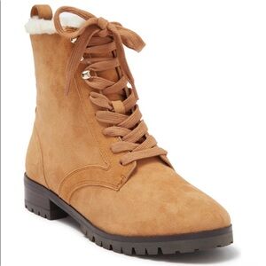 Kate Spade Raegan Classic Saddle Boot Tan Faux Stearling Lined Brown Sz 7